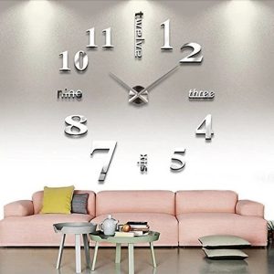 Quartz wall clocks fashion watches 3d real big wall clock rushed mirror sticker 80 -130cm