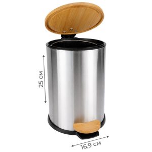 Bathlux 3L trash can with bamboo lid and soft close