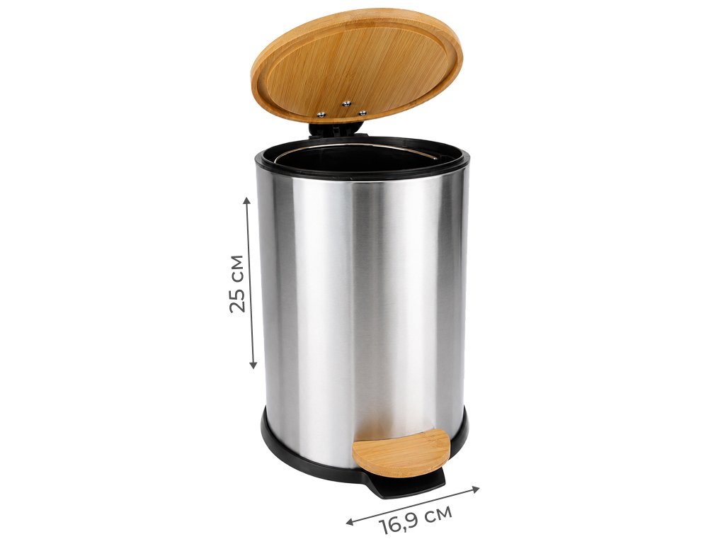 Bathlux 3L trash can with bamboo lid and soft close